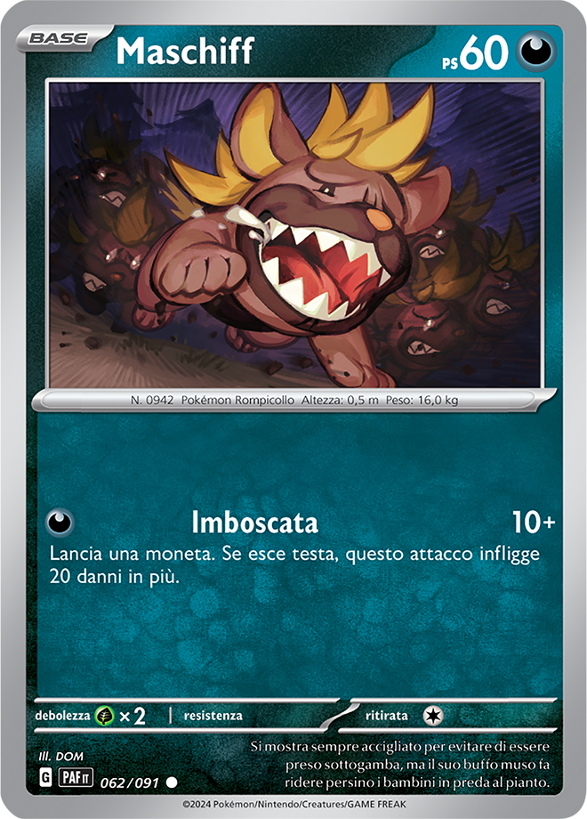 Maschiff 062/091 - ITA - Mint - Scarlatto e Violetto - Destino di Paldea - Carta Pokemon