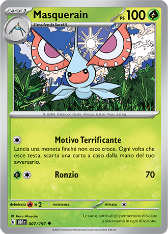Masquerain 007/197 Reverse Holo - ITA - Near Mint - Scarlatto e Violetto - Ossidiana Infuocata - Carta Pokemon