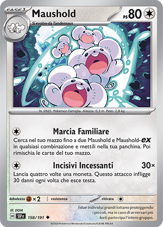 Maushold 158/191 Reverse Holo - ITA - Near Mint - Scarlatto e Violetto - Scintille Folgoranti - Carta Pokemon