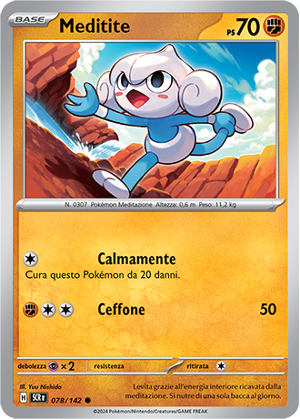 Meditite 078/142 Reverse Holo - ITA - Near Mint - Scarlatto e Violetto - Corona Astrale - Carta Pokemon