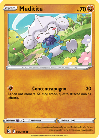 Meditite 099/196 Reverse Holo - ITA - Near Mint - Spada e Scudo - Origine Perduta - Carta Pokemon