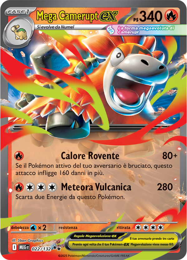 Mega Camerupt-ex MEG 022/132 - ITA - Near Mint - Megaevoluzione - Carta Pokemon