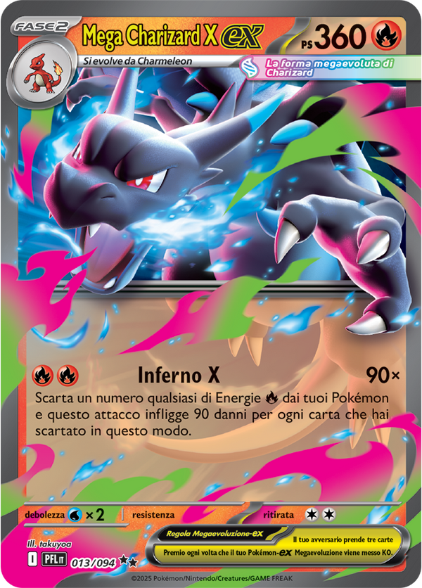 Mega Charizard X-ex PFL 013/094 - ITA - Near Mint - Megaevoluzione - Fiamme Spettrali - Carta Pokemon