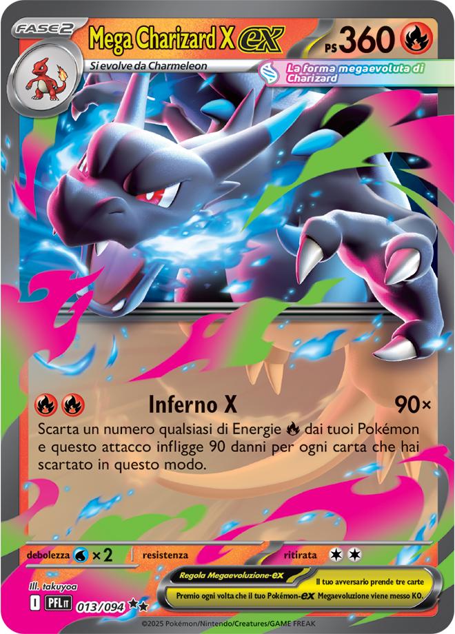 Mega Charizard X-ex PFL 013/094 - ITA - Near Mint - Megaevoluzione - Fiamme Spettrali - Carta Pokemon