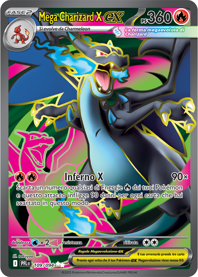 Mega Charizard X-ex PFL 109/094 - ITA - Near Mint - Megaevoluzione - Fiamme Spettrali - Carta Pokemon