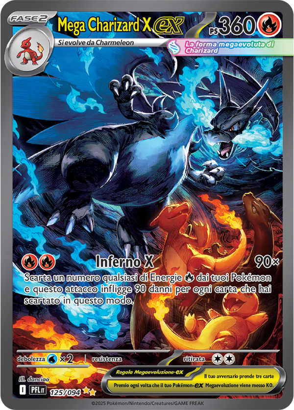 Mega Charizard X-ex PFL 125/094 Alternative Art - ITA - Near Mint - Megaevoluzione - Fiamme Spettrali - Carta Pokemon