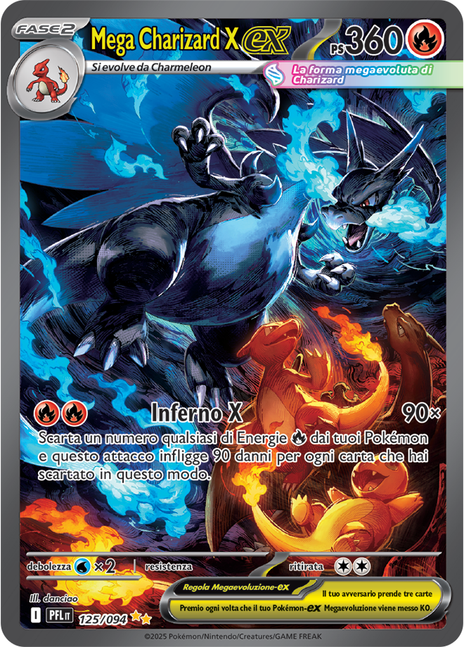 Mega Charizard X-ex PFL 125/094 Alternative Art - ITA - Near Mint - Megaevoluzione - Fiamme Spettrali - Carta Pokemon