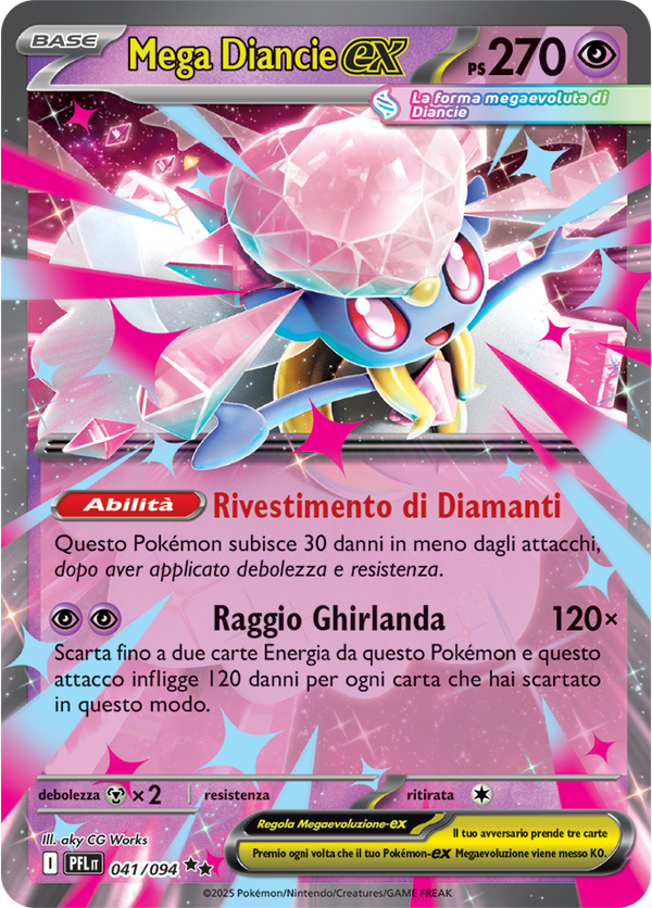 Mega Diancie-ex PFL 041/094 - ITA - Near Mint - Megaevoluzione - Fiamme Spettrali - Carta Pokemon