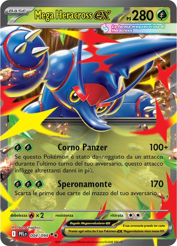 Mega Heracross-ex PFL 004/094 - ITA - Near Mint - Megaevoluzione - Fiamme Spettrali - Carta Pokemon