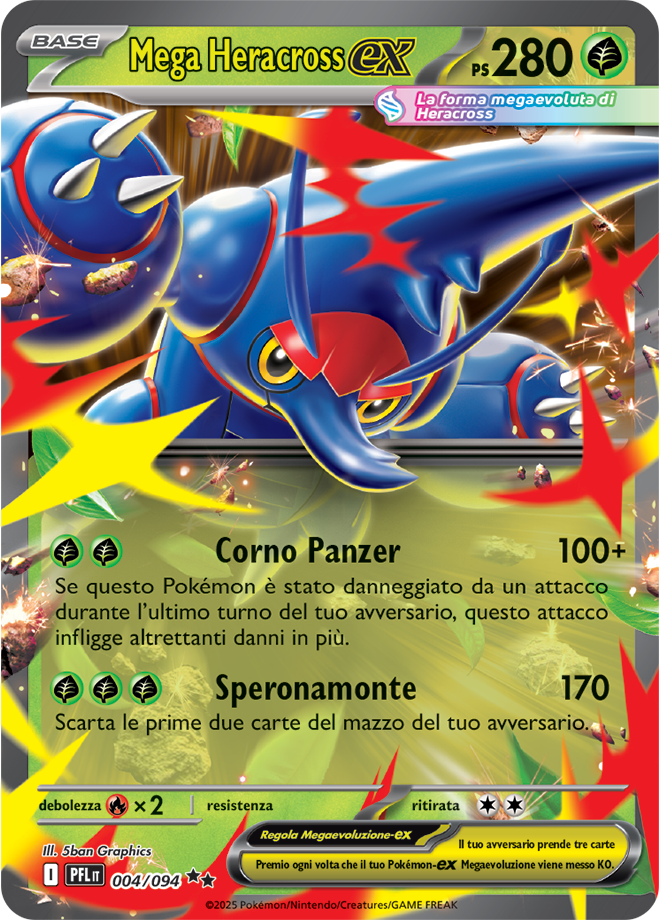 Mega Heracross-ex PFL 004/094 - ITA - Near Mint - Megaevoluzione - Fiamme Spettrali - Carta Pokemon