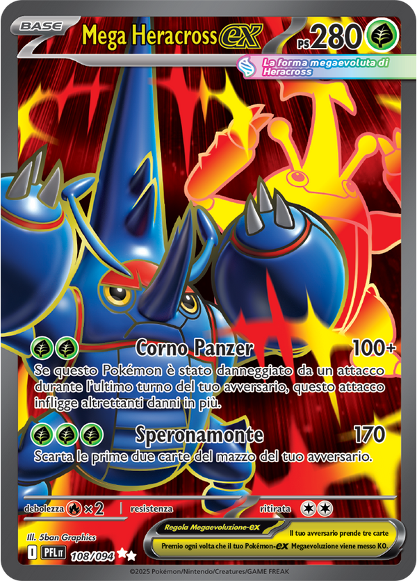 Mega Heracross-ex PFL 108/094 - ITA - Near Mint - Megaevoluzione - Fiamme Spettrali - Carta Pokemon