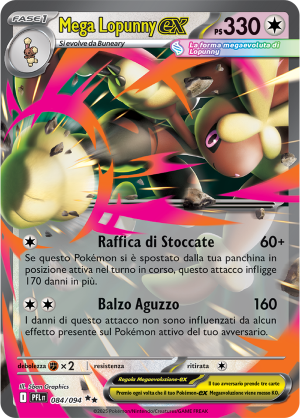 Mega Lopunny-ex PFL 084/094 - ITA - Near Mint - Megaevoluzione - Fiamme Spettrali - Carta Pokemon