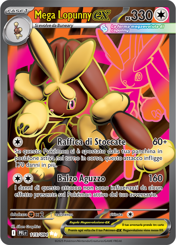Mega Lopunny-ex PFL 115/094 - ITA - Near Mint - Megaevoluzione - Fiamme Spettrali - Carta Pokemon