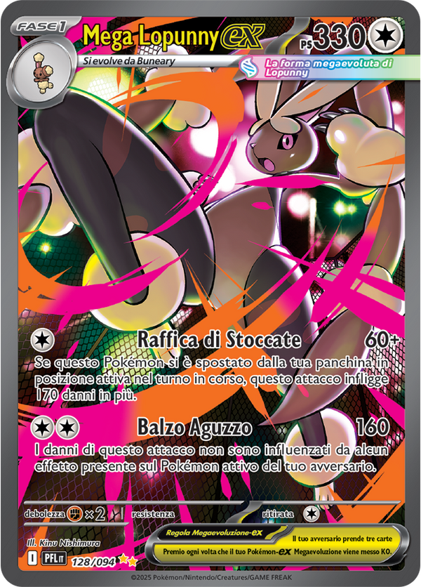 Mega Lopunny-ex PFL 128/094 Alternative Art - ITA - Near Mint - Megaevoluzione - Fiamme Spettrali - Carta Pokemon
