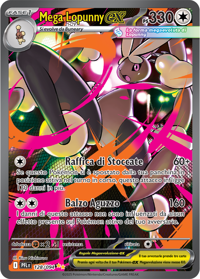 Mega Lopunny-ex PFL 128/094 Alternative Art - ITA - Near Mint - Megaevoluzione - Fiamme Spettrali - Carta Pokemon