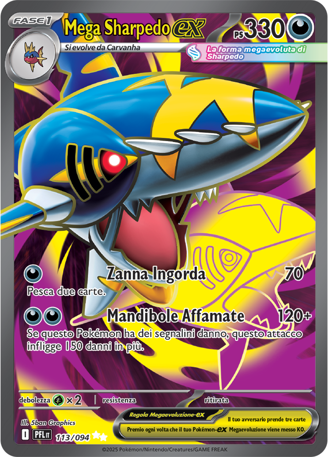 Mega Sharpedo-ex PFL 113/094 - ITA - Near Mint - Megaevoluzione - Fiamme Spettrali - Carta Pokemon
