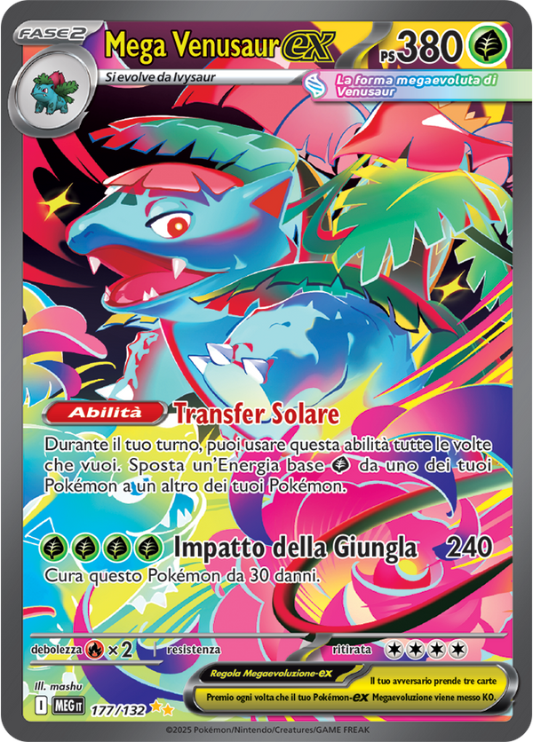 Mega Venusaur-ex MEG 177/132 Alternative Art - ITA - Near Mint - Megaevoluzione - Carta Pokemon