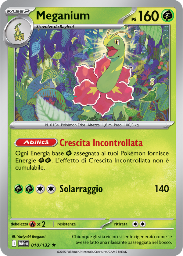 Meganium MEG 010/132 Reverse Holo - ITA - Near Mint - Megaevoluzione - Carta Pokemon
