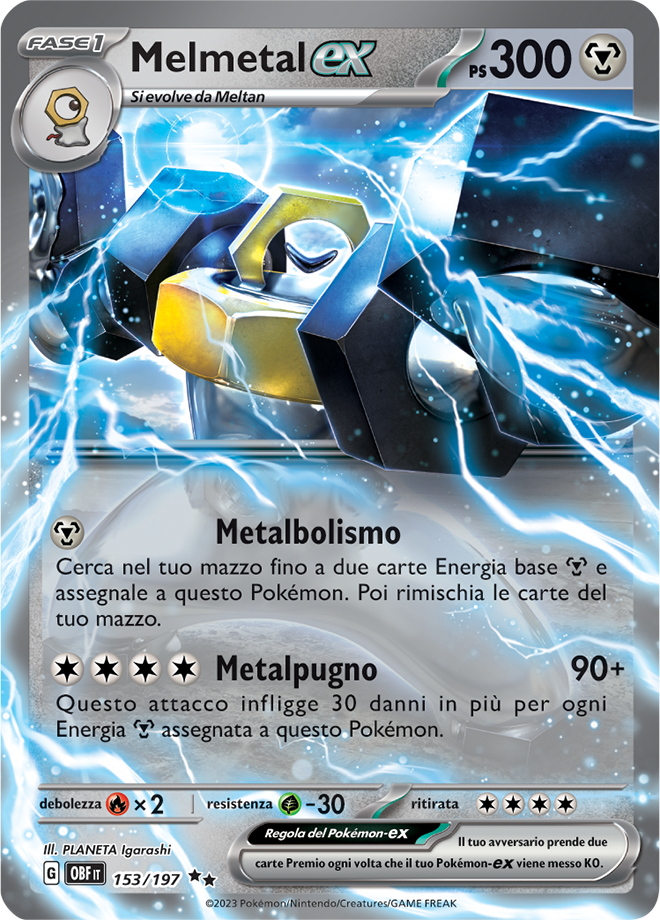 Melmetal EX 153/197 - ITA - Mint - Scarlatto e Violetto - Ossidiana Infuocata - Carta Pokemon