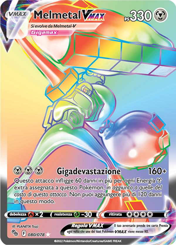 Melmetal-VMAX 080/078 Rara Segreta - ITA - Near Mint - Spada e Scudo - Pokemon GO - Carta Pokemon