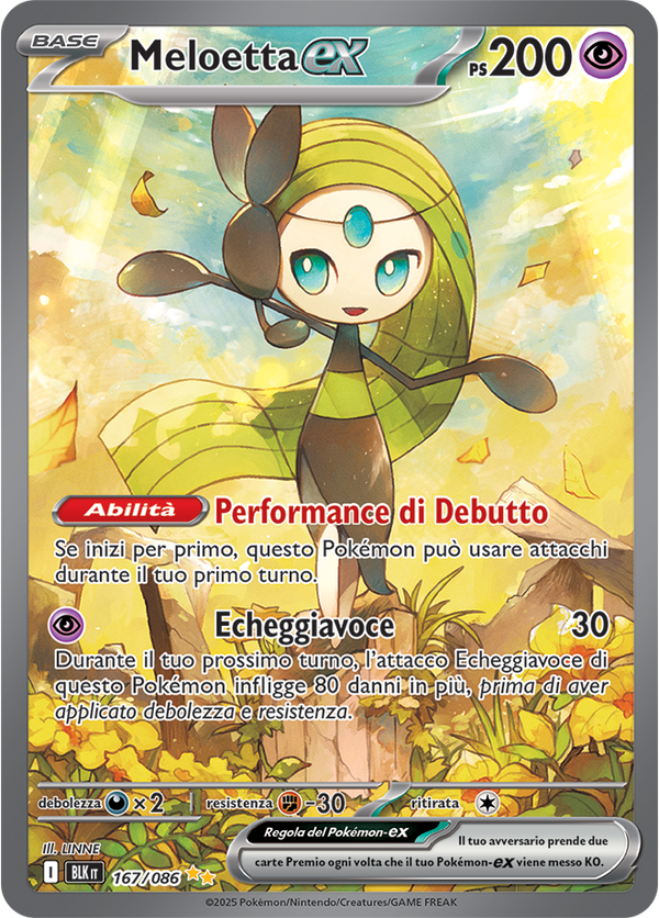 399Meloetta-ex BLK 167/086 Alternative Art - ITA - Near Mint - Scarlatto e Violetto - Luce Nera - Carta Pokemon