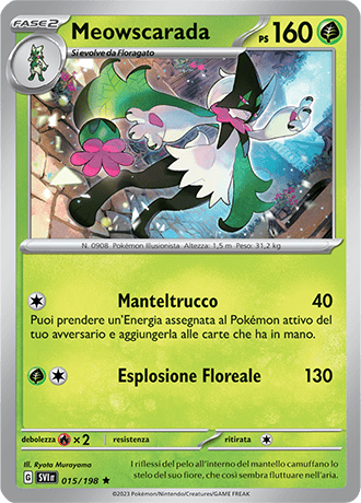 Meowscarada 015/198 Reverse Holo - ITA - Near Mint - Scarlatto e Violetto - Carta Pokemon