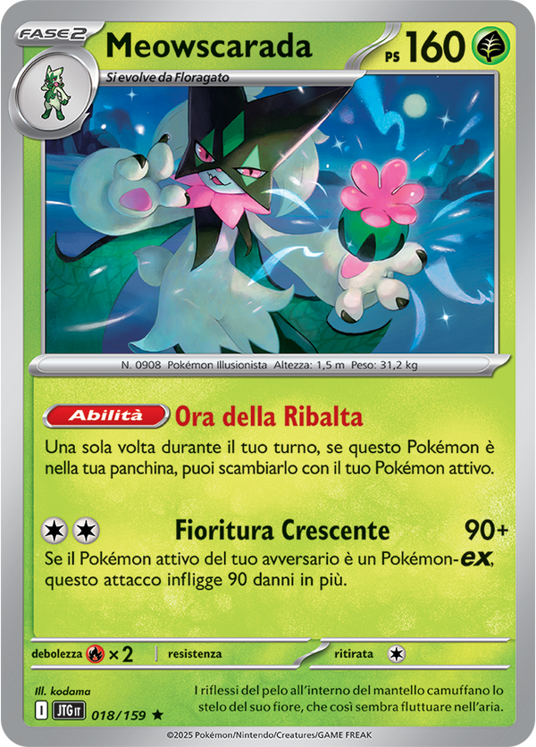 Meowscarada 018/159 Reverse Holo - ITA - Near Mint - Scarlatto e Violetto - Avventure Insieme - Carta Pokemon