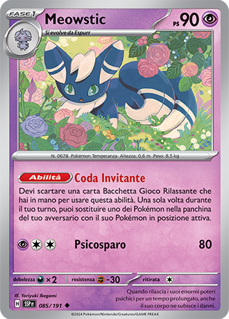 Meowstic 085/191 Reverse Holo - ITA - Near Mint - Scarlatto e Violetto - Scintille Folgoranti - Carta Pokemon