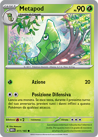 Metapod 011/165 - ITA - Mint - Scarlatto e Violetto - 151 - Carta Pokemon