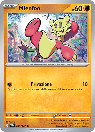 Mienfoo 083/142 - ITA - Near Mint - Scarlatto e Violetto - Corona Astrale - Carta Pokemon