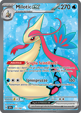 Milotic-ex 217/191 - ITA - Near Mint - Scarlatto e Violetto - Scintille Folgoranti - Carta Pokemon