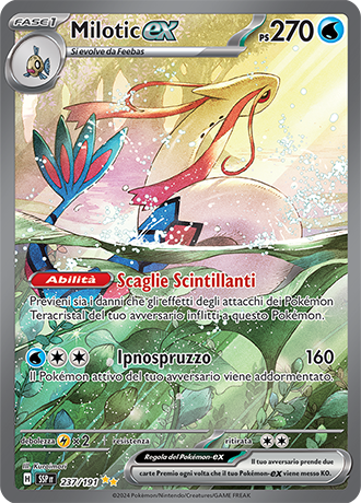 Milotic-ex 237/191 Alternative Art - ITA - Near Mint - Scarlatto e Violetto - Scintille Folgoranti - Carta Pokemon