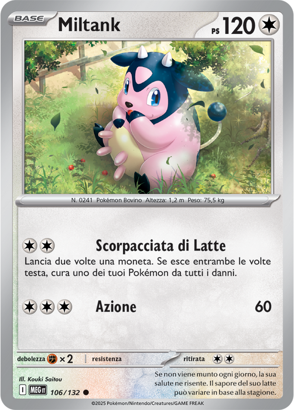 Miltank MEG 106/132 Reverse Holo - ITA - Near Mint - Megaevoluzione - Carta Pokemon