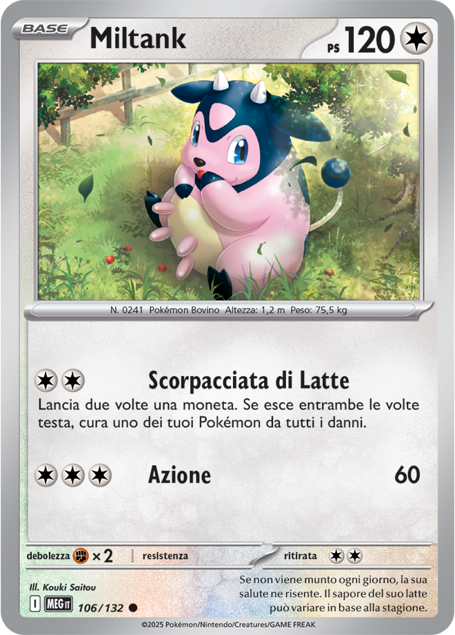 Miltank MEG 106/132 Reverse Holo - ITA - Near Mint - Megaevoluzione - Carta Pokemon