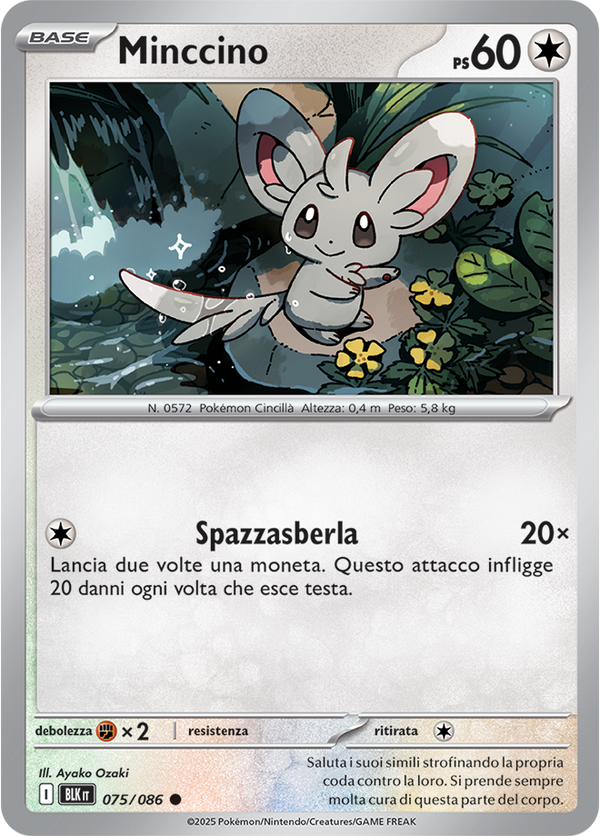 279Minccino BLK 075/086 - ITA - Near Mint - Scarlatto e Violetto - Luce Nera - Carta Pokemon