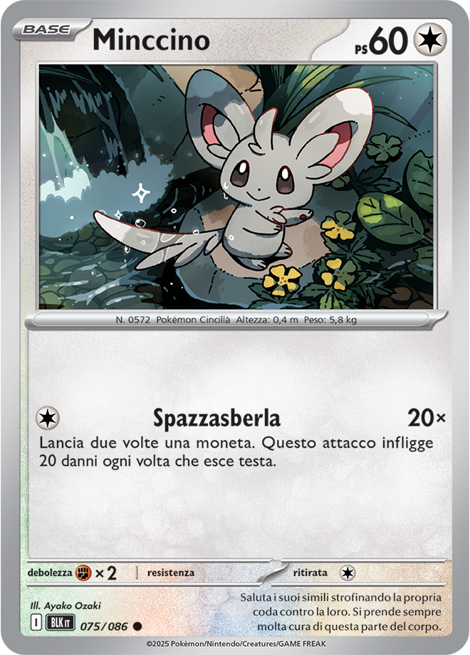 279Minccino BLK 075/086 - ITA - Near Mint - Scarlatto e Violetto - Luce Nera - Carta Pokemon