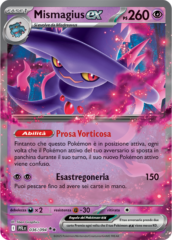Mismagius-ex PFL 036/094 - ITA - Near Mint - Megaevoluzione - Fiamme Spettrali - Carta Pokemon