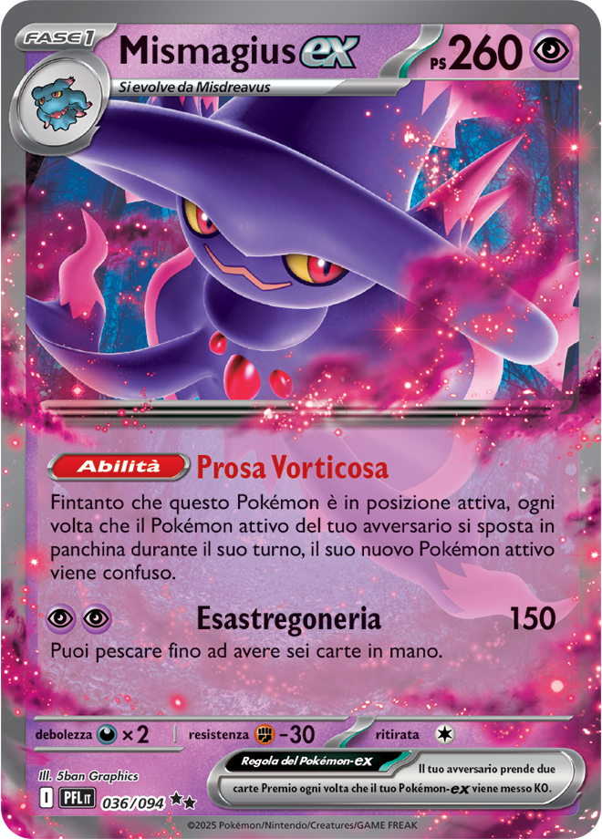 Mismagius-ex PFL 036/094 - ITA - Near Mint - Megaevoluzione - Fiamme Spettrali - Carta Pokemon