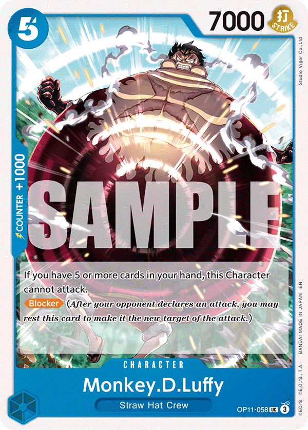 Monkey.D.Luffy OP11-058 - Character Blu Uncommon - Near Mint - A Fist of Divine Speed - Carta One Piece Card Game