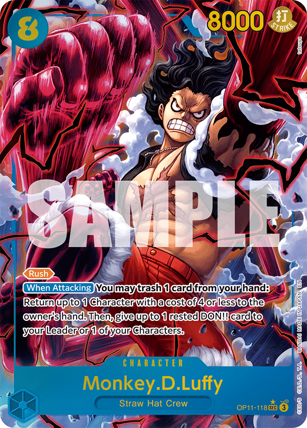 Monkey.D.Luffy OP11-118 V2 - Character Blu Alternate Art - Near Mint - A Fist of Divine Speed - Carta One Piece Card Game