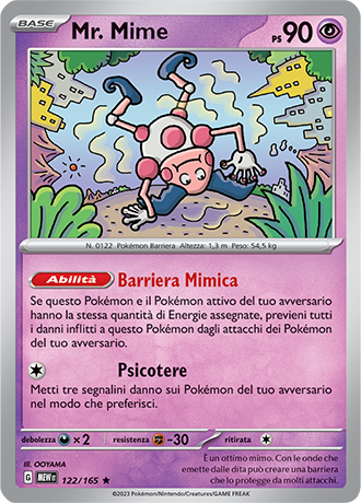 Mr. Mime 122/165 Holo - ITA - Near Mint - Scarlatto e Violetto - 151 - Carta Pokemon