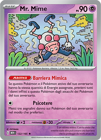 Mr. Mime 122/165 Holo - ITA - Mint - Scarlatto e Violetto - 151 - Carta Pokemon