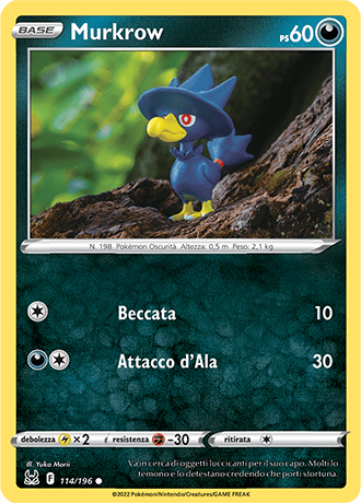 Murkrow 114/196 - ITA - Near Mint - Spada e Scudo - Origine Perduta - Carta Pokemon