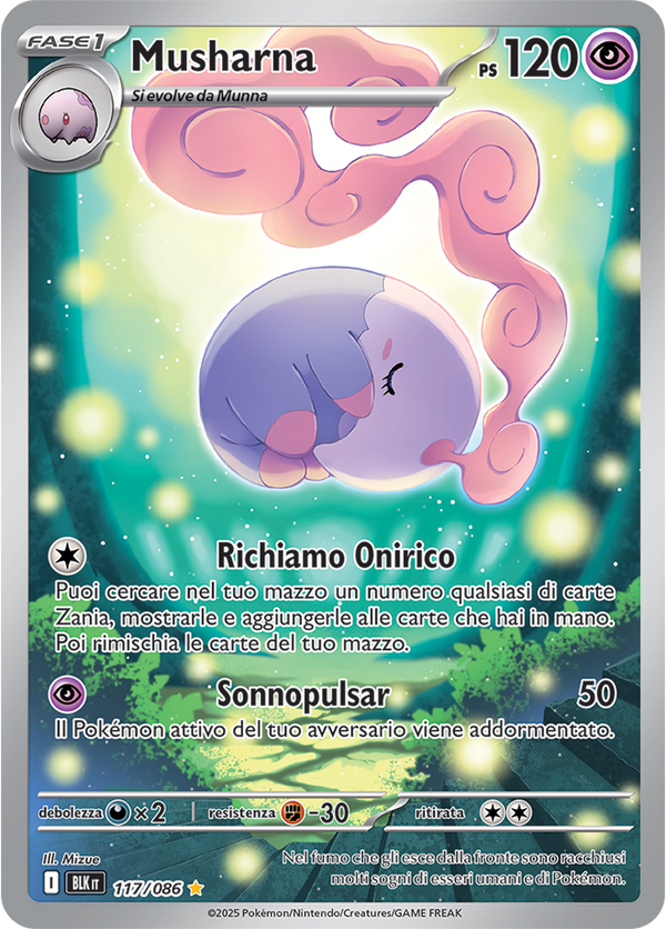 349Musharna BLK 117/086 - ITA - Near Mint - Scarlatto e Violetto - Luce Nera - Carta Pokemon