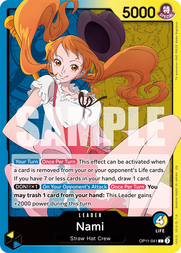 Nami OP11-041 V1 - Leader Blu/Giallo Leader - Near Mint - A Fist of Divine Speed - Carta One Piece Card Game