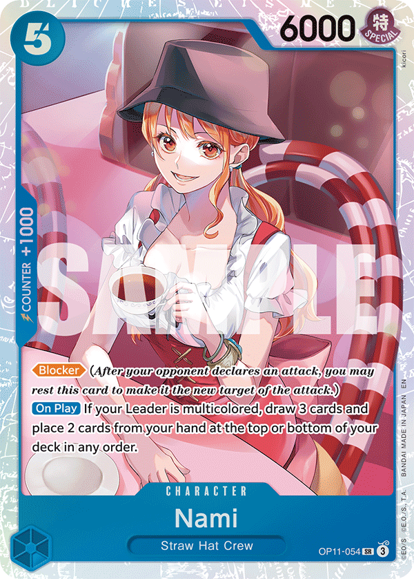 Nami OP11-054 V1 - Character Blu Super Rare - Near Mint - A Fist of Divine Speed - Carta One Piece Card Game