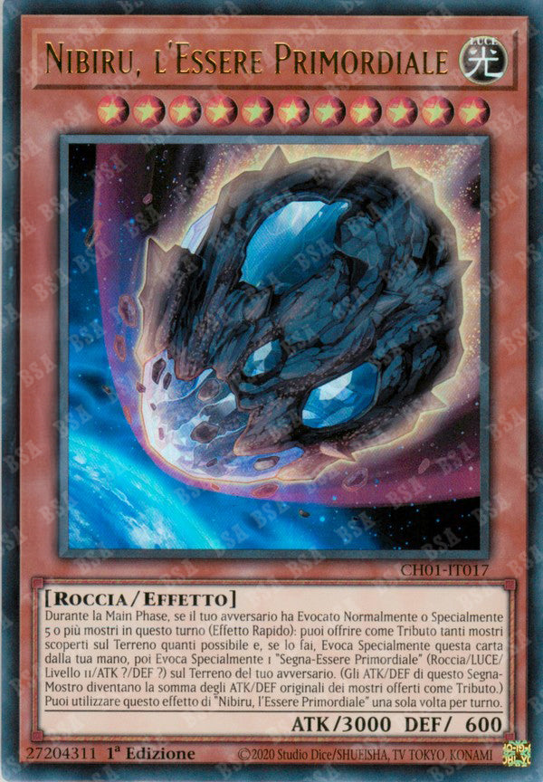 Nibiru, l'Essere Primordiale CH01-IT017 Ultra Rare - 1a Edizione - ITA - Near Mint - I Deck delle Cronache: il Caduto & la Virtuosa - Carta Yu-Gi-Oh!
