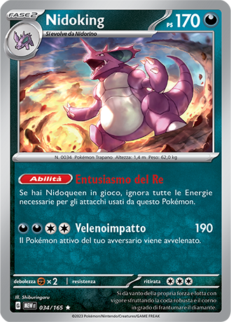 Nidoking 034/165 Holo - ITA - Mint - Scarlatto e Violetto - 151 - Carta Pokemon