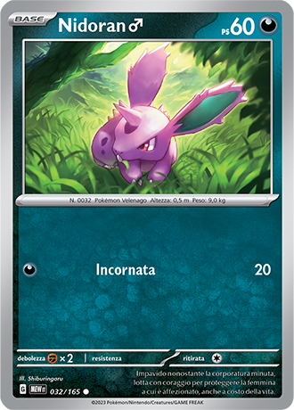 Nidoran Maschio 032/165 - ITA - Mint - Scarlatto e Violetto - 151 - Carta Pokemon