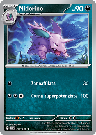 Nidorino 033/165 - ITA - Mint - Scarlatto e Violetto - 151 - Carta Pokemon